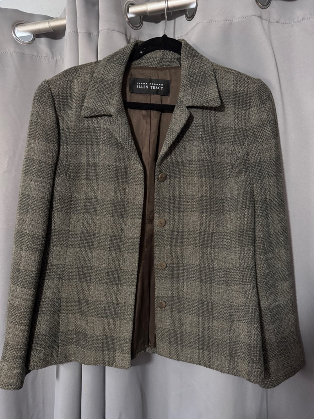 Ellen Tracy Gray Plaid Blazer Women Med Career Office Jacket Classic Workwear - Picture 3 of 6